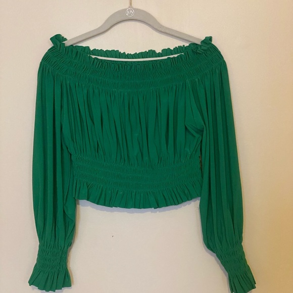 Norma Kamali Emerald Green Smocked Top - Picture 4 of 5